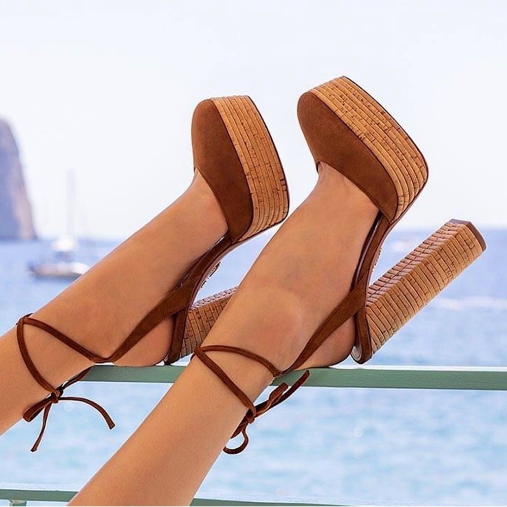 New AQUAZZURA Penelope Plateau 140 Suede Platform Pumps $795 36